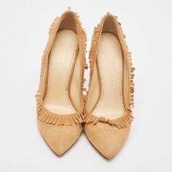 Pre Owned Charlotte Olympia Brown Suede Fringe Pumps Size 40
