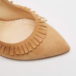 Pre Owned Charlotte Olympia Brown Suede Fringe Pumps Size 40