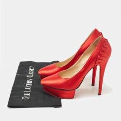 Charlotte Olympia Red Satin Paloma Platform Pumps Size 37.5