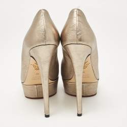 Charlotte Olympia Metallic Leather Dolly Platform Pumps Size 38