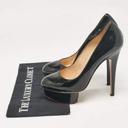 Pre Owned Charlotte Olympia Black Patent Leather Dolly Platform Pumps size 38