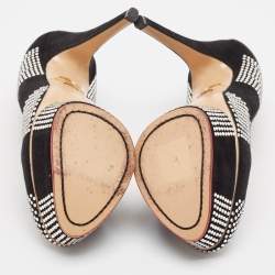 Pre Owned Charlotte Olympia Black Suede Dolly Platform Pumps Size 37.5