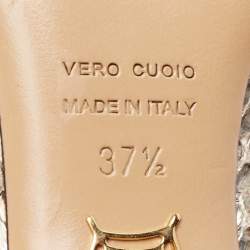 مملوكة مسبقًا Charlotte Olympia Gold/Silver Python Leather Platform Pumps Size 37.5