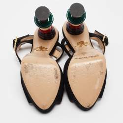 مملوكة مس بقًا Charlotte Olympia Black Suede Ankle Strap Sandals Size 35