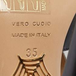 Pre Owned صندل شريط الكاحل جلد أسود شارلوت أوليمبيا مقاس 35