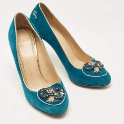 Charlotte Olympia Blue Suede Platform Pumps Size 36.5