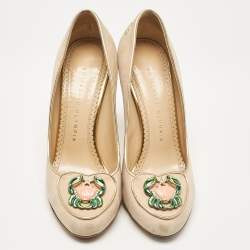 Charlotte Olympia Beige Suede Birthday Zodiac Pumps Size 36.5