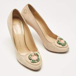 Charlotte Olympia Beige Suede Birthday Zodiac Pumps Size 36.5