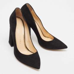 Charlotte Olympia Black Suede Block Heel Pumps Size 39