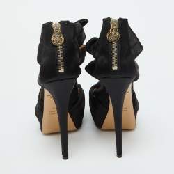 Charlotte Olympia Black Satin Andrea Knotted Platform Sandals Size 40.5