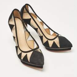 Charlotte Olympia Black PVC and Suede Platform Pumps Size 37.5