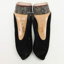 Charlotte Olympia Black Suede Dolly Platform Pumps Size 39