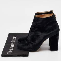 Charlotte Olympia Black Velvet Alba Ankle Boots Size 39.5