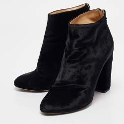 Charlotte Olympia Black Velvet Alba Ankle Boots Size 39.5