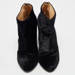 Charlotte Olympia Black Velvet Alba Ankle Boots Size 39.5