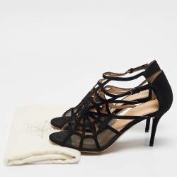 Charlotte Olympia Black Cutout Suede And Mesh Lotte Sandals Size 39