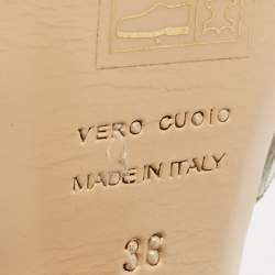 Pre Owned Charlotte Olympia Green Croc Embossed Leather Eugenie Platform Sandals Size 36