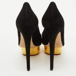 Charlotte Olympia Black Suede Dolly Platform Pumps Size 38
