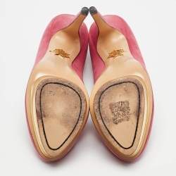 Pre Owned Charlotte Olympia Pink Suede Dolly Platform Pumps Size 39.5