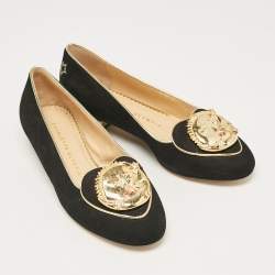 Charlotte Olympia Black Suede Eclipse Ballet Flats Size 35