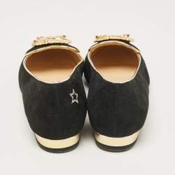 Charlotte Olympia Black Suede Eclipse Ballet Flats Size 35
