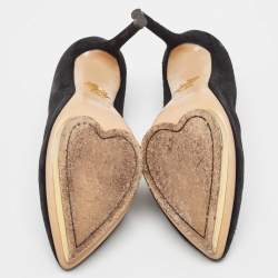 Charlotte Olympia Black Suede Dolly Platform Pumps Size 39