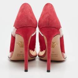 Pre Owned Charlotte Olympia Pink/Transparent PVC and Suede Montana Pumps Size 40