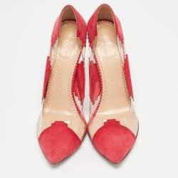 Pre Owned Charlotte Olympia Pink/Transparent PVC and Suede Montana Pumps Size 40