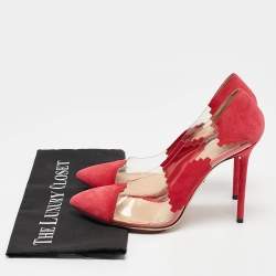 Pre Owned Charlotte Olympia Pink/Transparent PVC and Suede Montana Pumps Size 40