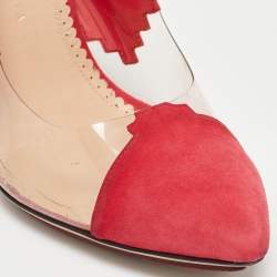 Pre Owned Charlotte Olympia Pink/Transparent PVC and Suede Montana Pumps Size 40