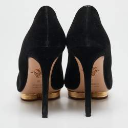 Pre Owned Charlotte Olympia Black Suede Debbie Platform Pumps Size 38