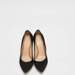 Pre Owned Charlotte Olympia Black Suede Debbie Platform Pumps Size 38