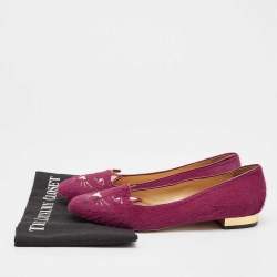 Pre Owned Charlotte Olympia Pink Calf Hair Knot A Kitty Ballet Flats Size 39