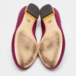 Pre Owned Charlotte Olympia Pink Calf Hair Knot A Kitty Ballet Flats Size 39