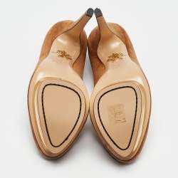 Charlotte Olympia Brown Suede Dolly Platform Pumps Size 37.5