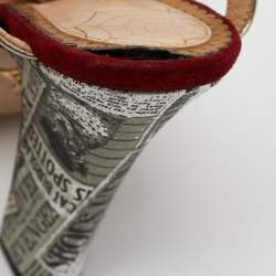 مملوكة مسبقًا Charlotte Olympia Red/Gold Suede And Leather Love Ankle Strap Sandals Size 39