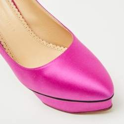 Pre Owned Charlotte Olympia Pink Satin Paloma Platform Pumps Size 39