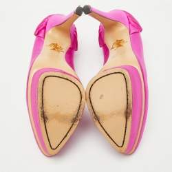 Pre Owned Charlotte Olympia Pink Satin Paloma Platform Pumps Size 39