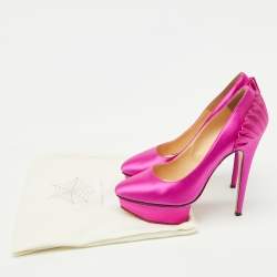 Pre Owned Charlotte Olympia Pink Satin Paloma Platform Pumps Size 39