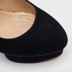 Charlotte Olympia Black Suede Dolly Tassel Detail Platform Pumps Size 39