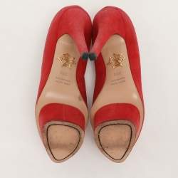 Charlotte Olympia Red Suede Dolly Platform Pumps Size 36.5