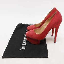 Charlotte Olympia Red Suede Dolly Platform Pumps Size 36.5