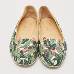 Charlotte Olympia Multicolor Embroidered Fabric Flamingo Smoking Slippers Size 38