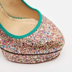 Charlotte Olympia Multicolor Glitter Dolly Platform Pumps Size 38