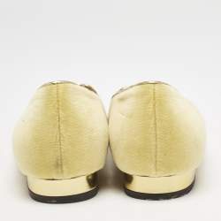 Charlotte Olympia Yellow Velvet Ballet Flats Size 38.5
