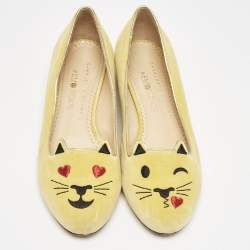 Charlotte Olympia Yellow Velvet Ballet Flats Size 38.5