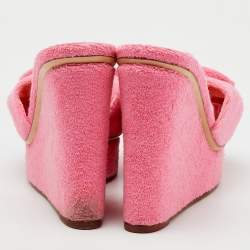 Charlotte Olympia Pink Terry Cloth Jayne Platform Wedge Sandals Size 38 