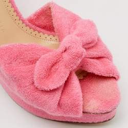 Charlotte Olympia Pink Terry Cloth Jayne Platform Wedge Sandals Size 38 