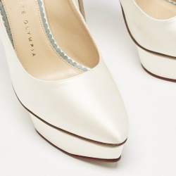 Charlotte Olympia White Satin Paloma Platform Pumps Size 37