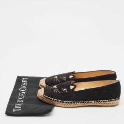Charlotte Olympia Black Terry Fabric Kitty Espadrille Flats Size 38